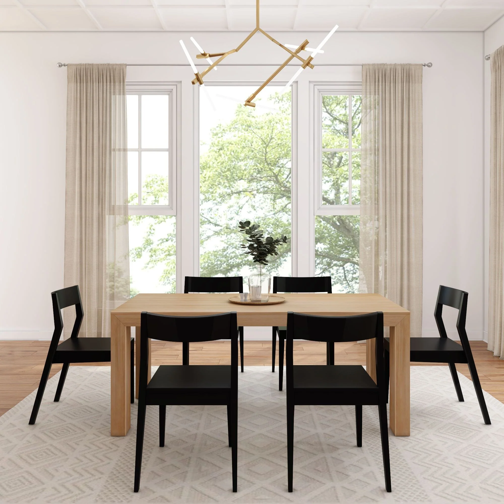 Modern Dining Set with Black Chairs - 72" - Image 7