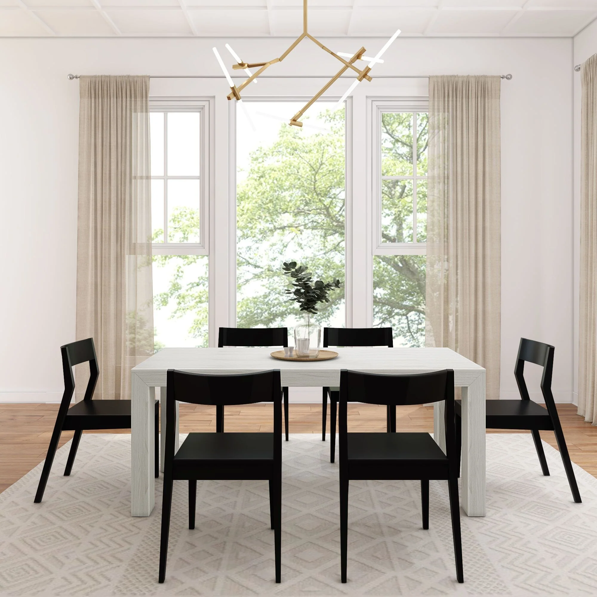Modern Dining Set with Black Chairs - 72" - Image 8