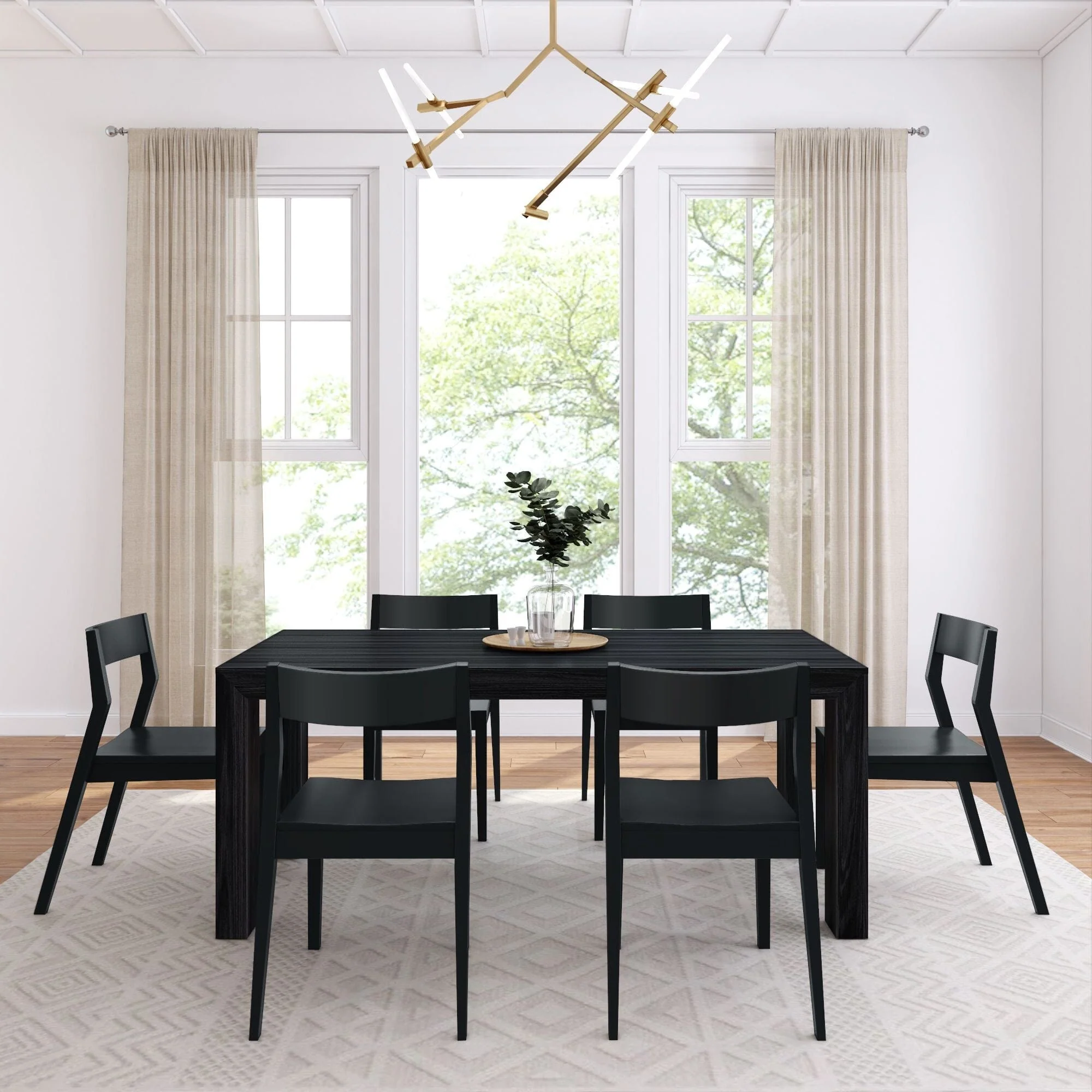 Modern Dining Set with Black Chairs - 72" - Image 9