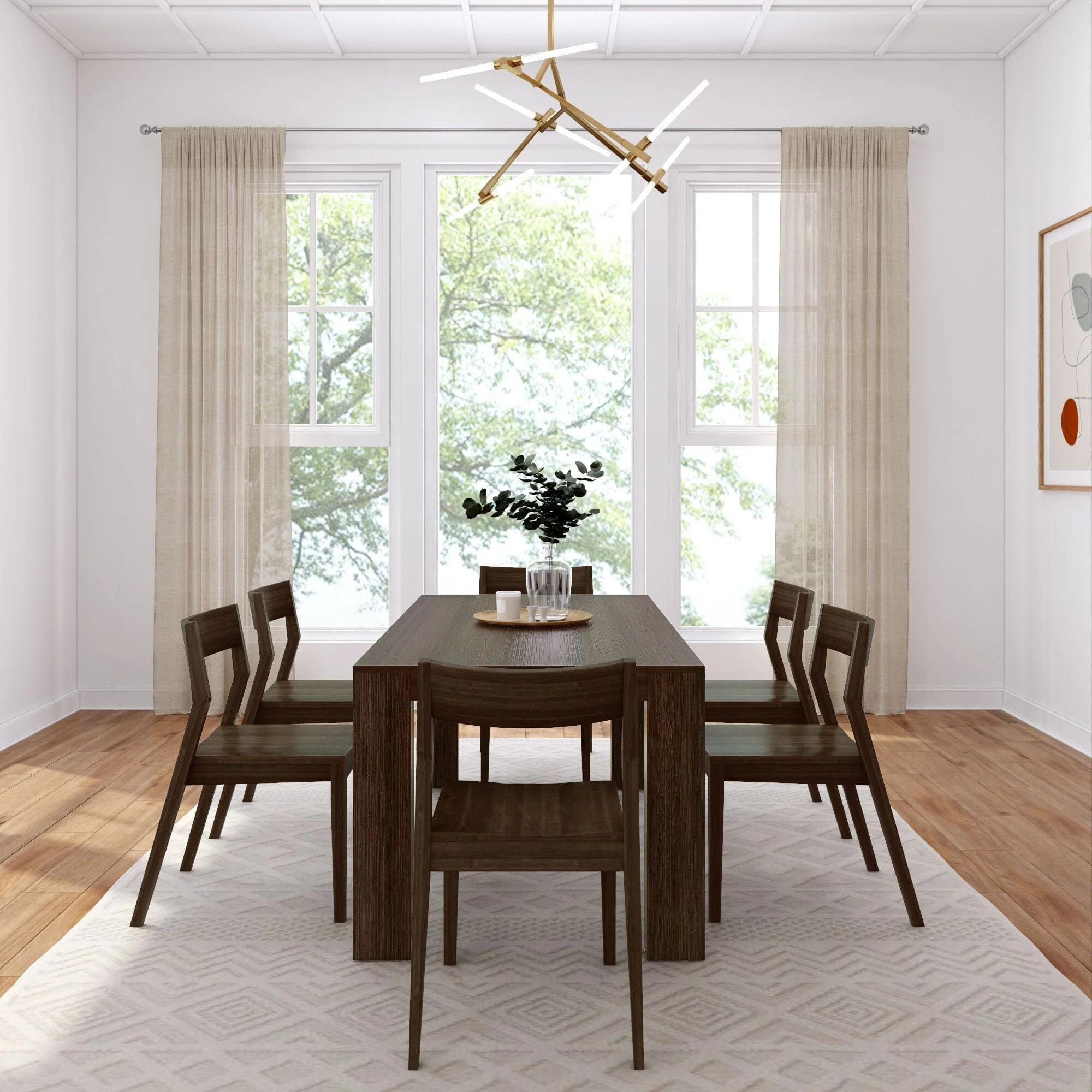 Modern Dining Set with Walnut Chairs - 72" - Image 17