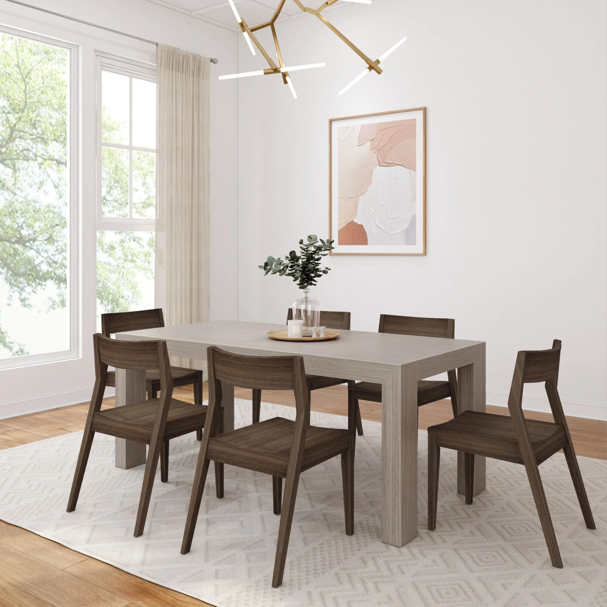 Modern Dining Set with Walnut Chairs - 72" - Image 6
