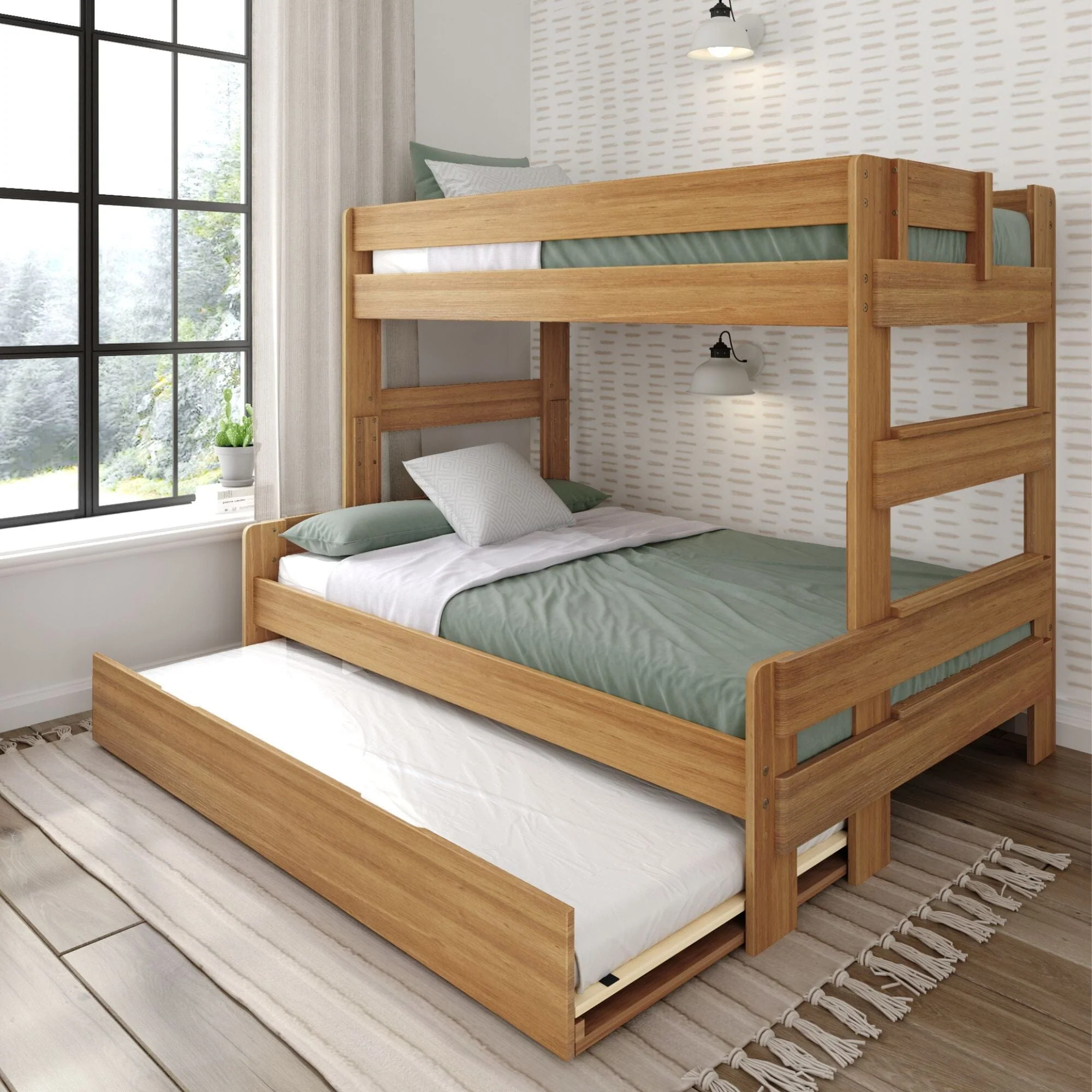 Rustic Twin over Full Bunk Bed + Trundle - Image 3