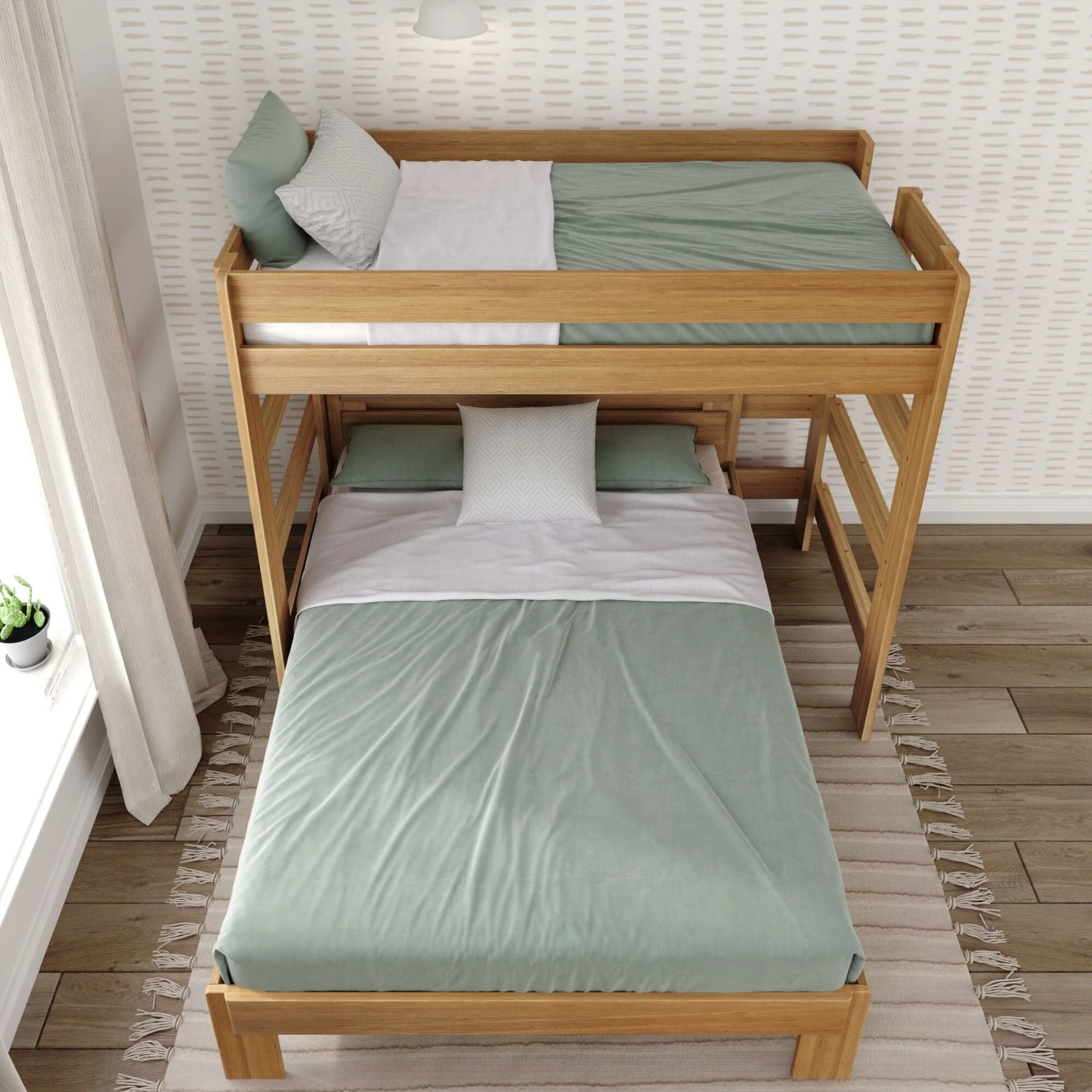 Rustic Twin/Queen L-Shaped Bunk Bed - Image 10