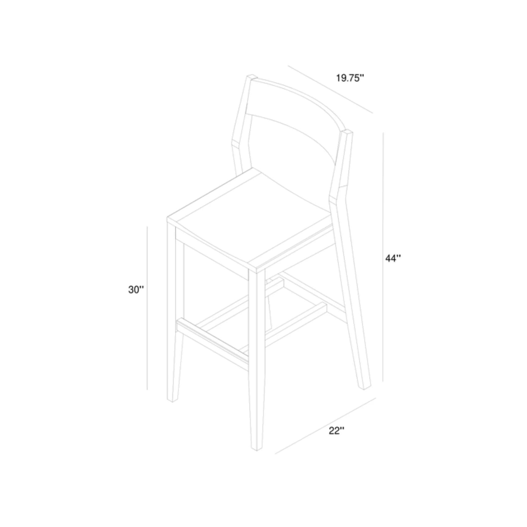 Solid Wood Bar Height Chair (Set of 2) - 30" - Image 13